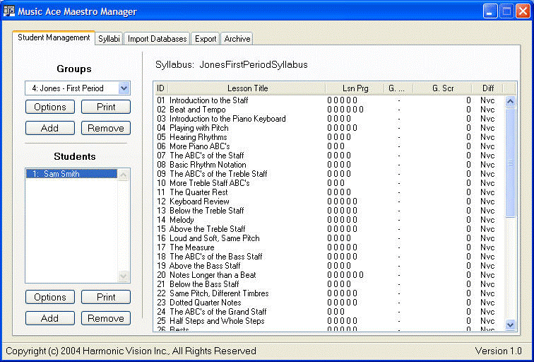 Tela do Software Music Ace DeLuxe. O segundo ambiente de aprendizagem
