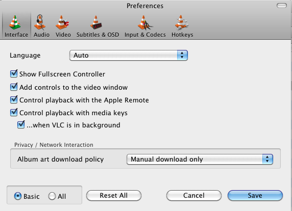 VLC : Preferences