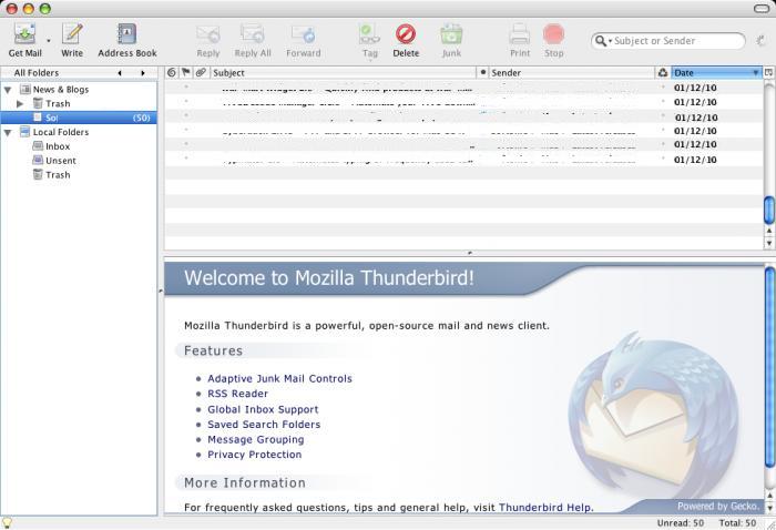 Thunderbird 3.1 : Inbox