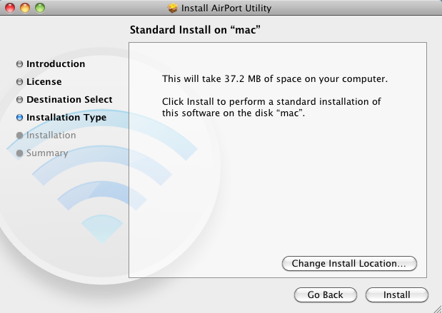 AirPort Utility 5.5 : Installation Size