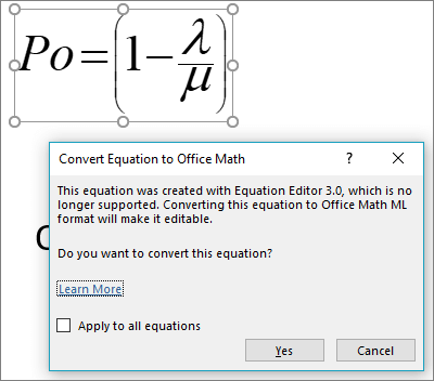 Equation Editor : Inserting equations