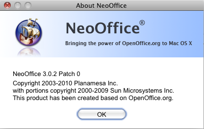 NeoOffice 3.0 : About window