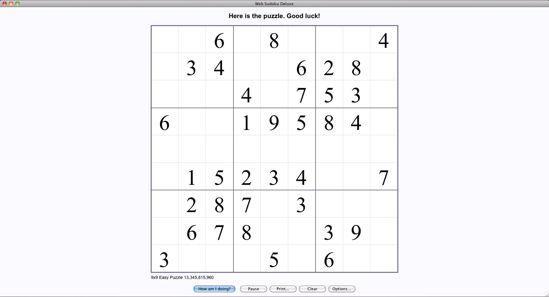Web Sudoku Deluxe 1.2 : General view