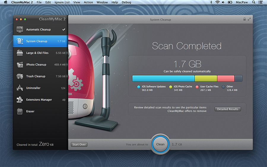 CleanMyMac 2.0 : Scan Completed