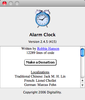 Alarm Clock 2.4 : Program version