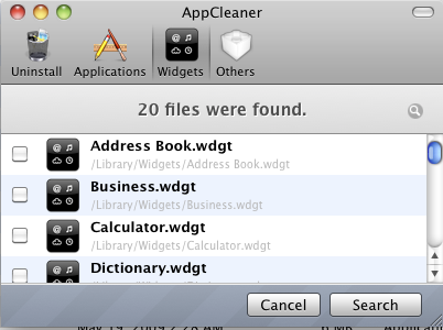 AppCleaner 1.2 : Widgets