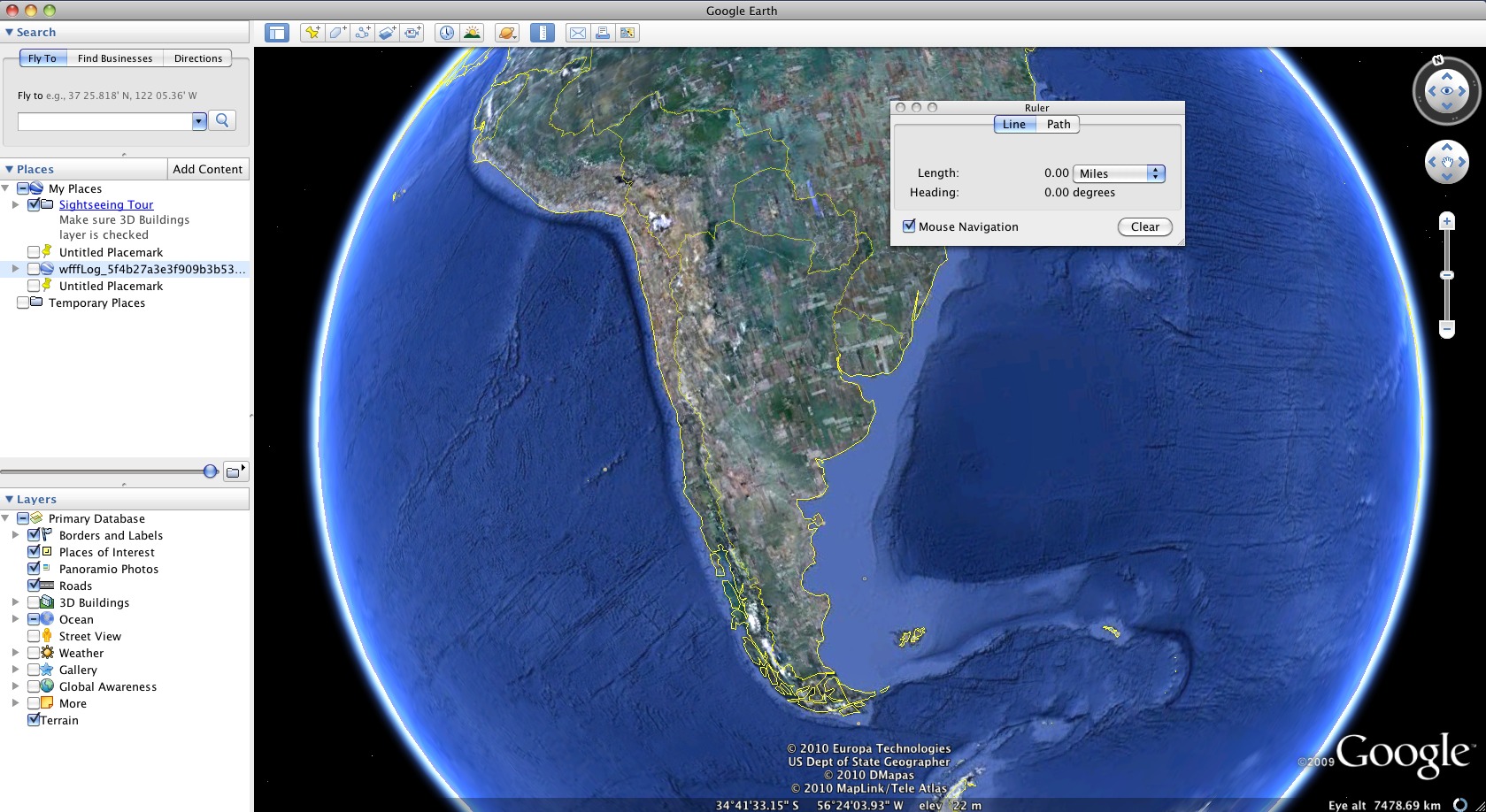 Google Earth 5.1 : Main window