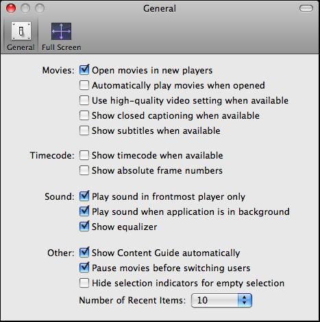 QuickTime Player 7.6 : Preferences