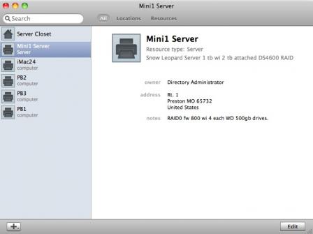 iCal Server Utility 1.0 : View all window