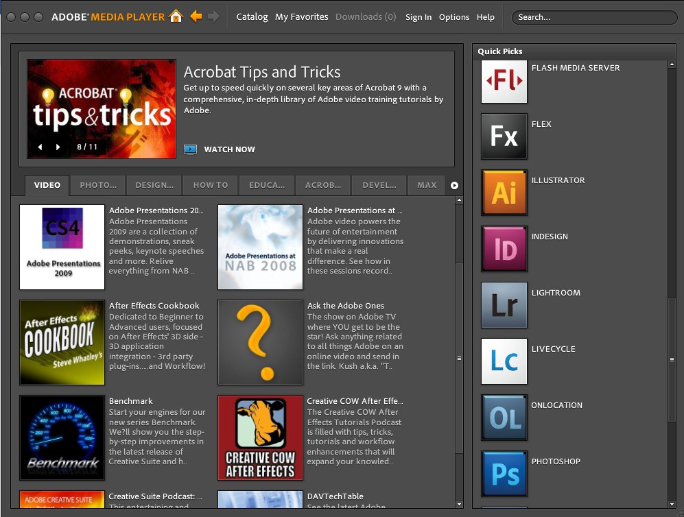 Adobe Media Player : Main window