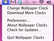 Wallpaper Clocks : Menu bar menu
