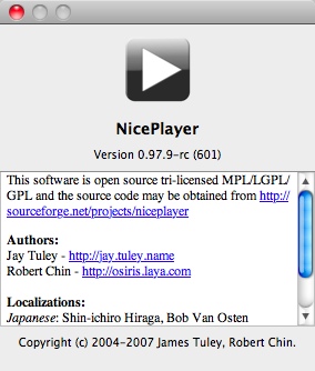NicePlayer 0.9 : About Window