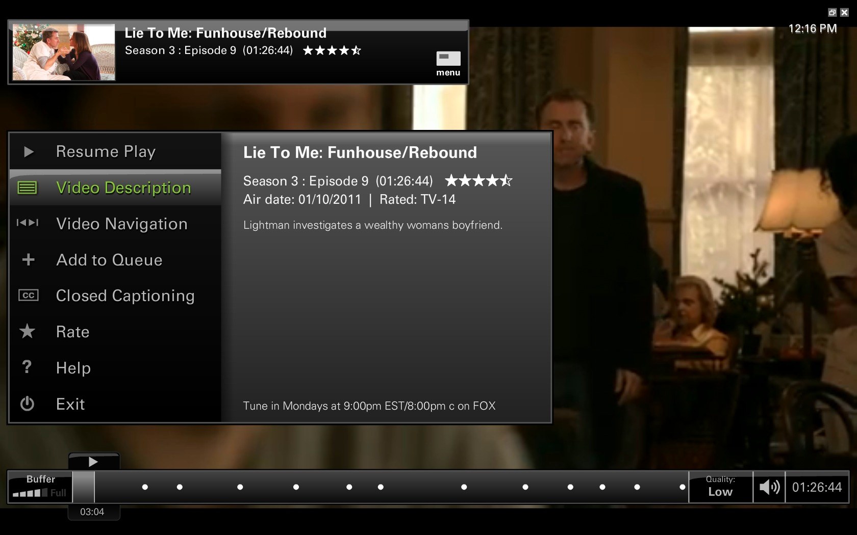 Hulu Desktop 0.9 : Full-screen mode