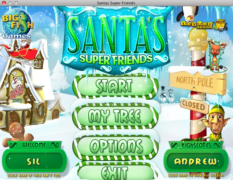 Santa's Super Friends : Main menu
