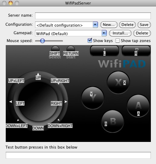 WifiPadServer 1.1 : Main window