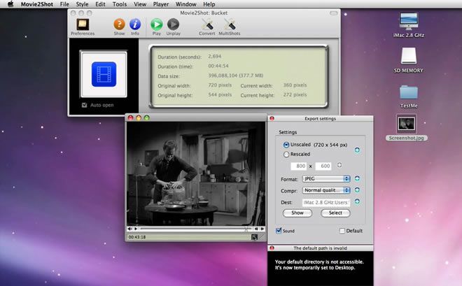 Movie2Shot 1.6 : Program windows