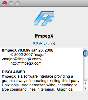 ffmpegX 0.0 : Program version