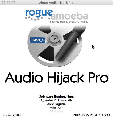 Audio Hijack Pro : About Window