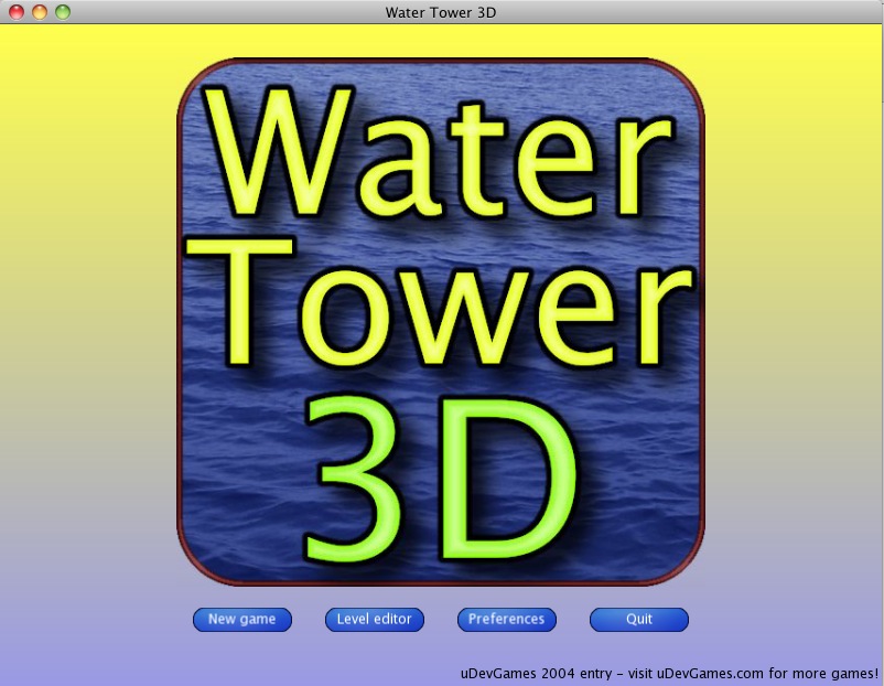 Water Tower 3D 1.0 : Main menu