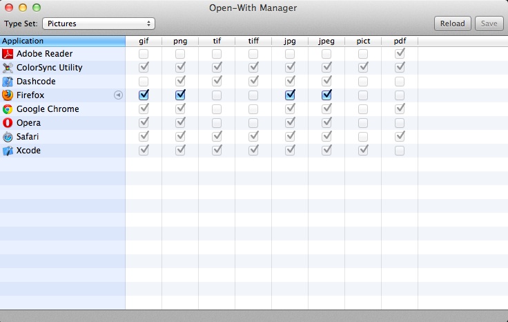 Open-With Manager 0.9 : User Interface