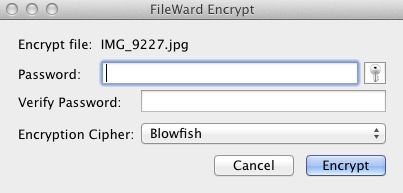 FileWard 1.1 : Encryption options