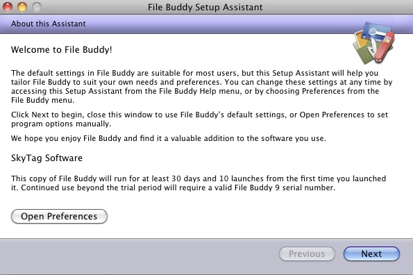 File Buddy 9.0 : Welcome screen