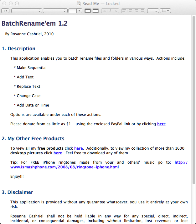BatchRename'em 1.2 : Program Developer