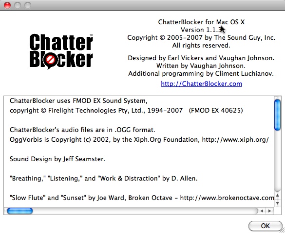 ChatterBlocker 1.1 : Main window