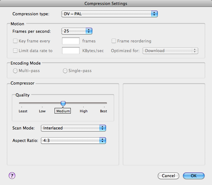 DesktopRecorder 1.0 : Compression settings