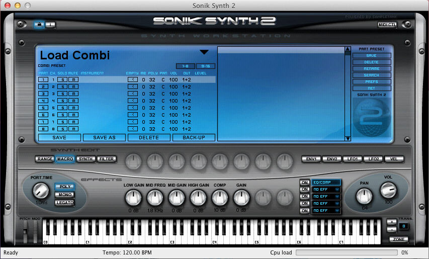 Sonik Synth 2 2.1 : Main Window