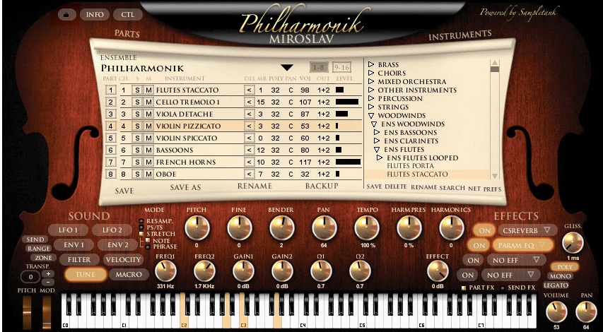 Miroslav Philharmonik 1.1 : Main interface