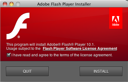 Flash Player : Installation prompt