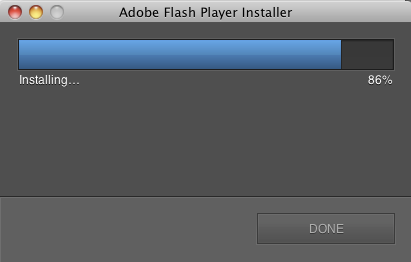 Flash Player : Installation progress