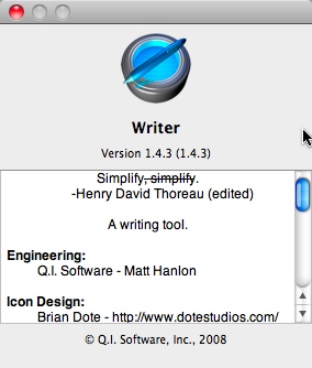 Writer 1.4 : About Window