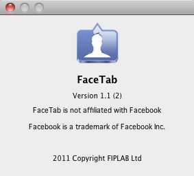 FaceTab : About window