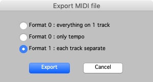 Pizzicato 3.6 : Export MIDI Options