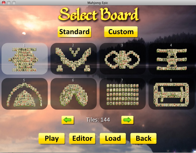 Mahjong Epic 1.5 : Select layout