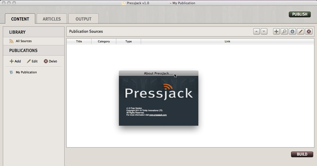 Pressjack Trial 1.0 : Main window