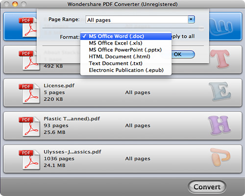PDF Converter for Mac 2.1 : Main Window