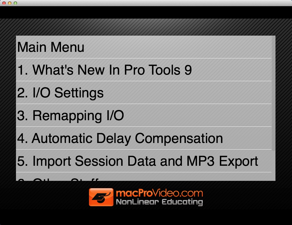 Course For Pro Tools 9 Free 1.0 : Chapter List
