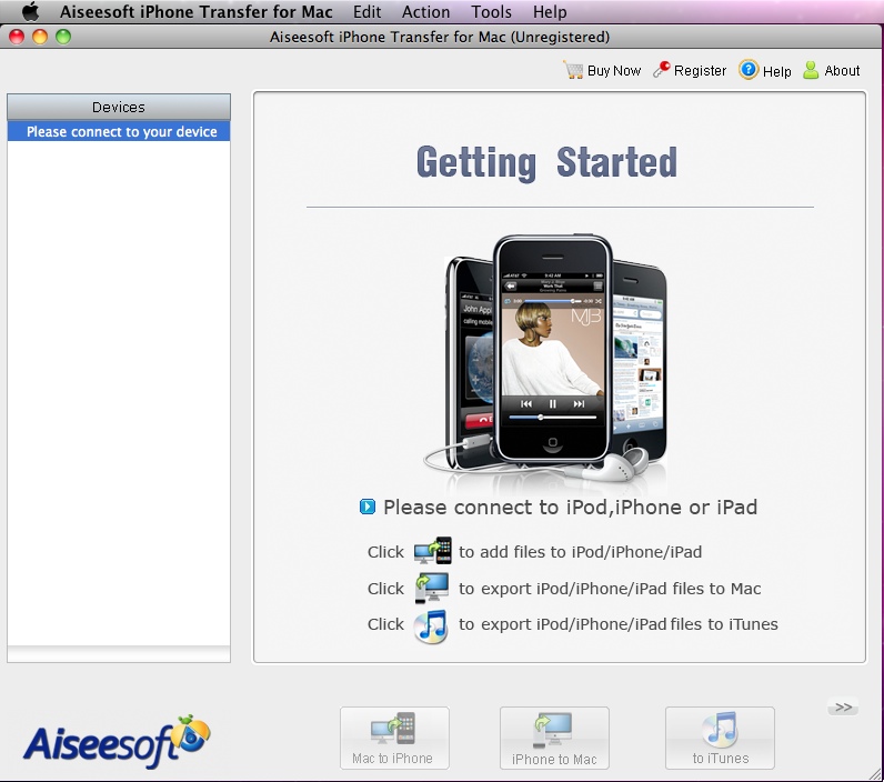 Aiseesoft iPhone Transfer for Mac 3.3 : Main window