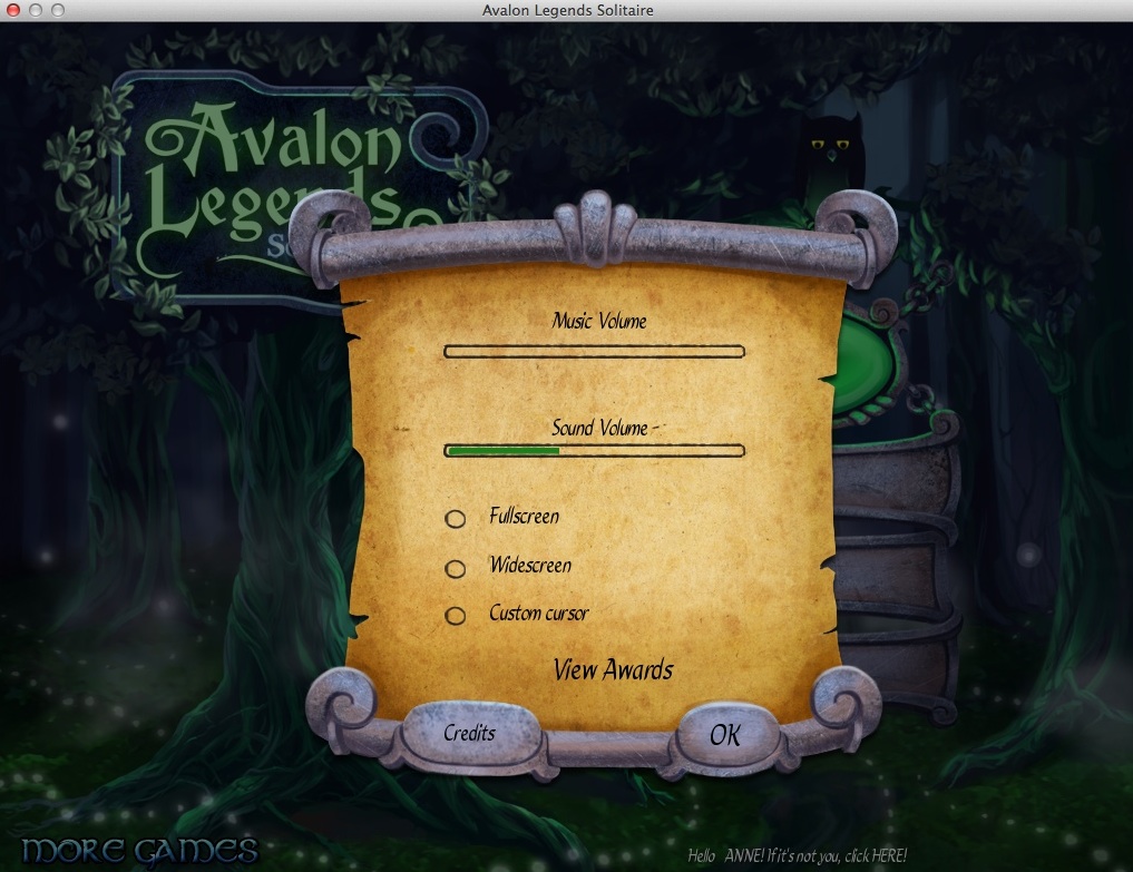 Avalon Legends Solitaire 1.0 : Game Options