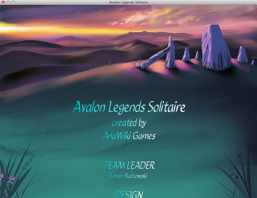Avalon Legends Solitaire 1.0 : Credits Window