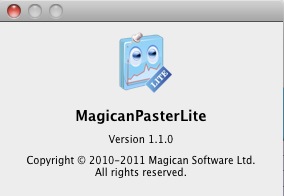 MagicanPaster Lite 1.1 : About window