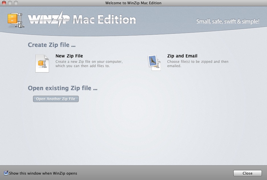 WinZip Mac 1.5 : Main window
