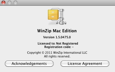 WinZip Mac 1.5 : About window