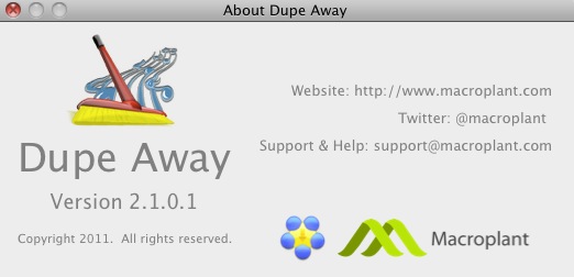 Dupe Away 2.1 : About window