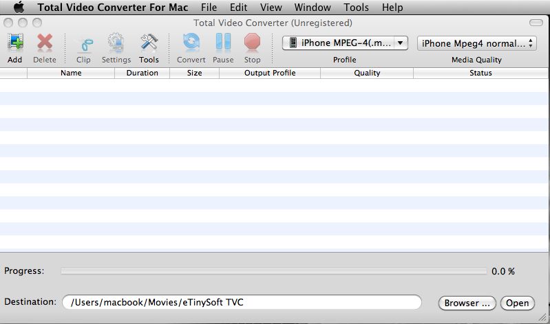 E.M. Total Video Converter 2.7 : Main window