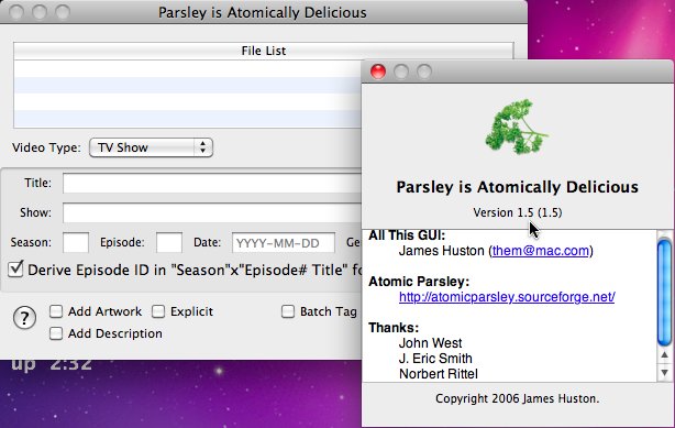 Parsley is Atomically Delicious 1.5 : Main window