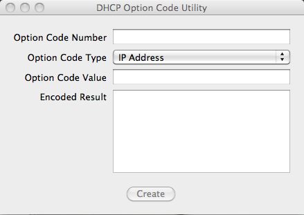 DHCP Option Code Utility 1.0 : Main window
